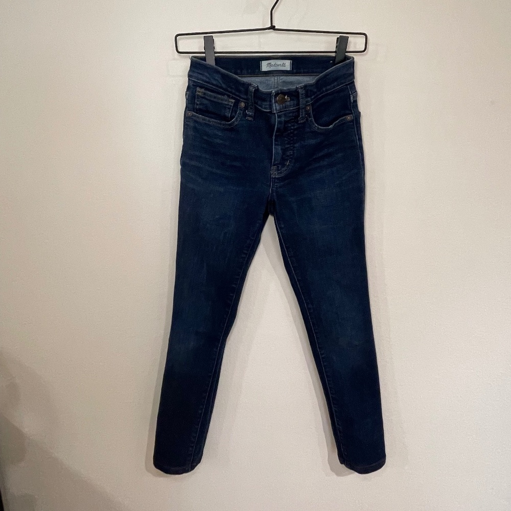 Madewell Jeans Women's Size 24 Blue Dark Wash Denim 9" Mid Rise Skinny Classic